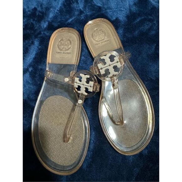 Tory Burch jelly clear thing sandals logo on top 7 - Picture 1 of 4